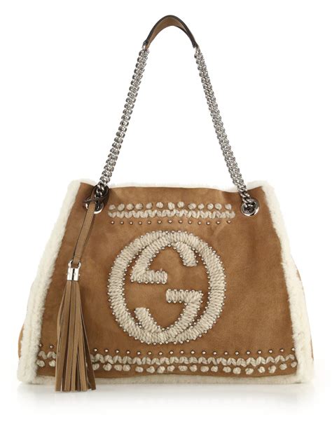 gucci shearling bag|Gucci leather shoulder bag.